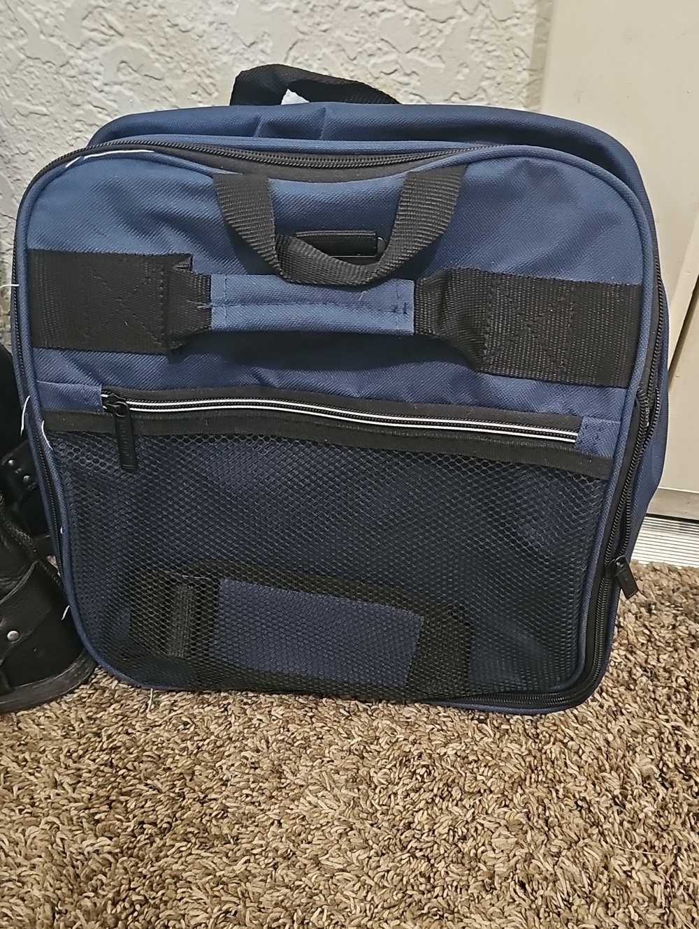 Fold Up Navy Blue Travel/Work Bag with Front Mesh Pocket
